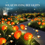 Solar Garden Lights, 2 Pack Solar Swaying Bee Lights with Flowers, Waterproof Firefly Light Outdoor for Garden Patio Yard Pathway Fall Decoration, Gifts for Women Mother's Day - Image 4