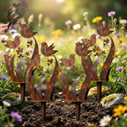 Bird & Wildflower Metal Garden Stake, Outdoor Yard Decor Art Stakes (4PCS) by Unknown