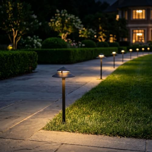 GOLDEN STAR Low Voltage Pathway Lights, 2W 70LM 12V Two-Tier Pagoda Landscape Lighting, 2700K Warm White Outdoor Walkway Garden Lights with Connectors and Stakes, 2 Pack 9128-21601-G02 - Image 5