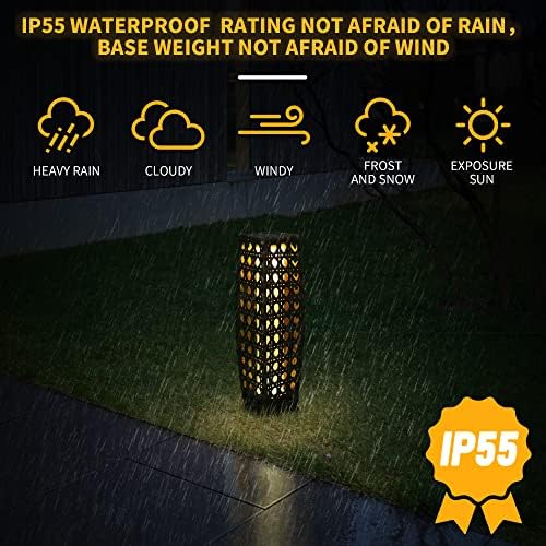 Solar Floor Lamp, Outdoor Floor Lamp Lanterns Outdoor Waterproof, Solar Powered Resin Wicker Lamp, Weather-Resistant Rattan Deck Light for Porch, Garden, Patio - Image 3