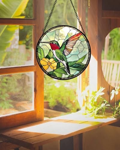 Hummingbird Stained Glass Window Hanging Suncatcher,Gifts for Women 15" - Image 3