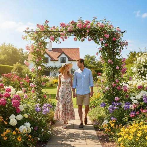 Garden Arbor, 7FT Arch Archway for Wedding Ceremony Party, Steel Garden Trellis for Plant Climbing, Christmas Decorations Pergola for Backyard, Lawn - Image 2