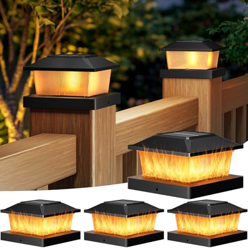 btfarm Solar Post Cap Lights Flickering Flame, Fit 4x4 3.5x3.5 Wooden/Vinyl by btfarmdecorativelighting