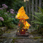 COWOS Mushroom House Statue, Mushroom Fairy Garden House with Solar Light, for Women's Yard Decorations, Gardening Gifts for Patio - Image 3