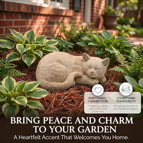 Beige Sleep Statues Outdoor Decorative, Dog Memorial Statue for Yard Lawn Patio Porch, Garden Pet Grave Marker Figures, 9.44" L x 6.29" W x 4.33" H - Image 3
