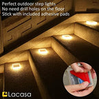 Lacasa 4 Pack Solar Deck Lights Outdoor Waterproof LED, Garden Step Lights Solar Powered Driveway Dock Marine, Dusk to Dawn Lighting for Yard Patio Pathway, Square, Warm White - Image 3