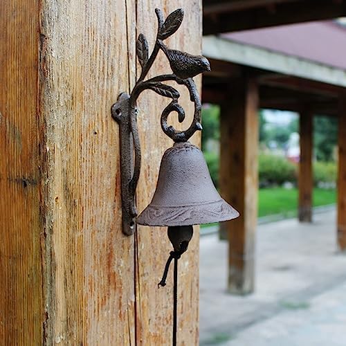 Heavy Duty Cast Iron Wall Bell - Decorative Retro Style Lovely Bird Hand Bell - Manually Shaking Wall Hanging Doorbell - Indoor Outdoor Wall Mounted Dinner Bell - Garden Home Wall Decoration - Image 3