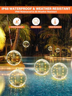 14 Inch Inflatable Solar Floating Pool Lights IP68 Waterproof Auto On Off Warm Yellow Pool Balls Solar Powered Pool Lights Portable Outdoor Enchanting Decor for Yard Party Garden Christmas (4 Pack) - Image 4