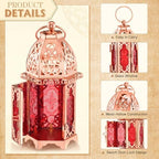 Mumufy 6 Pcs Moroccan Lantern Ramadan Lantern Eid Mubarak Decor, Rose Gold - Image 3