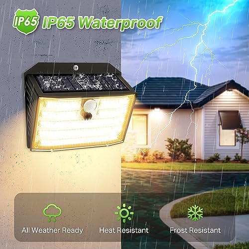 [20 Packs] Solar Motion Lights Outdoor, Ultra Bright Solar Fence Lights with Motion Sensor, IP65 Waterproof Security Light 3 Modes, 270° Lighting Angle, Wall Lights for Deck Patio Fence Garage Door - Image 6