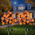 JUSTUP 2PCS Solar Halloween Flower Shaped Ground Lights, IP44 Waterproof LED Mood Lighting with Three Lighting Modes, Outdoor Garden Lawn Decor for Courtyards & Halloween Parties (Yellow Maple Leaf) by Justup