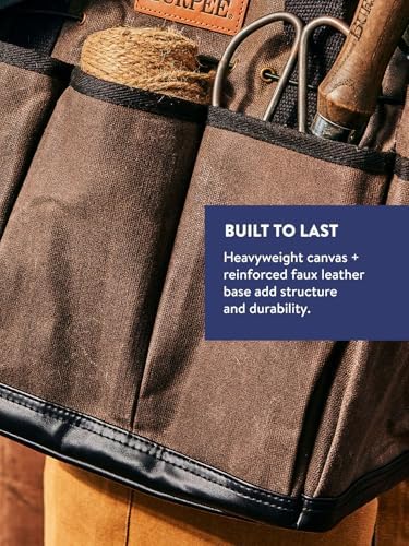 Burpee Waxed Canvas Garden Tool Tote | Heavy-Duty Tote Bag Storage Organizer for Gardening Tools | Great Gift for Gardeners | Canvas Tote Bag Caddy 8 Exterior Pockets for Tool Storage, 12" H x 14.5" W - Image 5