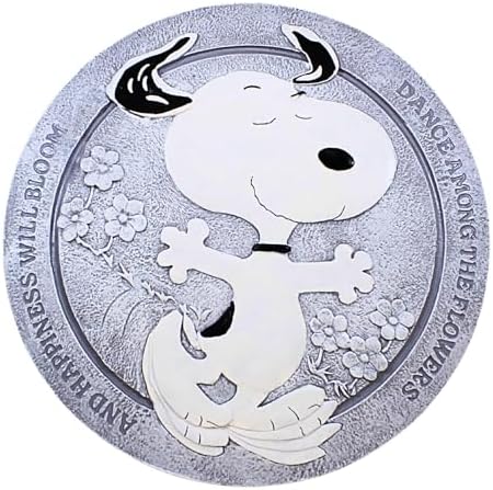 Roman Snoopy Dance Stepping Stone Peanuts, 12-inch Diameter, Resin, Stone Mix, Home, Garden, Outdoor by Roman