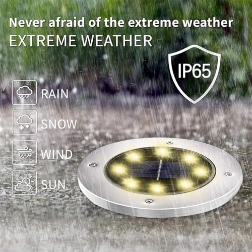 INCX Solar Lights Outdoor Waterproof, Warm White, 12 Pack Ground Lights - Image 2