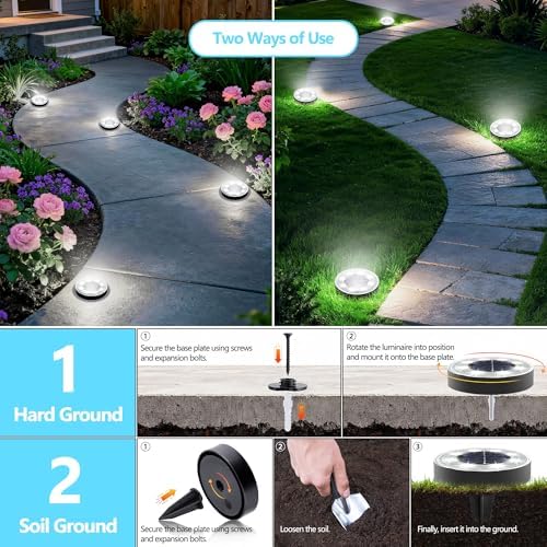 Joomer 16 Pack 2.9inch Solar Ground Lights Outdoor, White - Image 2