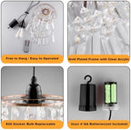 TWINKVILLA Battery Operated Chandelier, 2Pack Hanging Gazebo Lights, Acrylic Crystal Beaded Pendant Lights Outdoor Waterproof for Patio Tree Pergola Porch and Indoor Decor (2) - Image 5