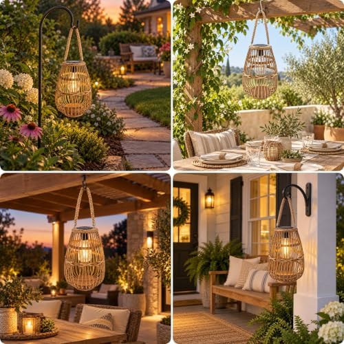 pearlstar Rattan Solar Lantern Outdoor Hanging & Tabletop Decor Light - Image 5
