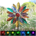 Solar Garden Wind Spinners with Light, Metal Yard Wind Spinners with Stake for Outdoor Lawn Decor (20" W x 77" H) by CyanOasis