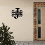 Metal Sign J Custom Name Initial Letter Monogram Customizable Metal Address Sign Plaque Decorative Laser Cut Metal Wall Cut Out Hanging Sign for Yard Yard Kitchen Outside Decorations 18 Inch - Image 6