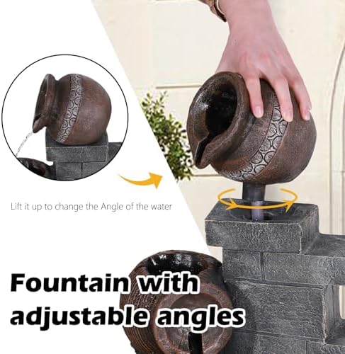 TITIMO 39.3" Outdoor Water Fountain and Waterfalls, 5 Tiers Garden Fountain - Image 3