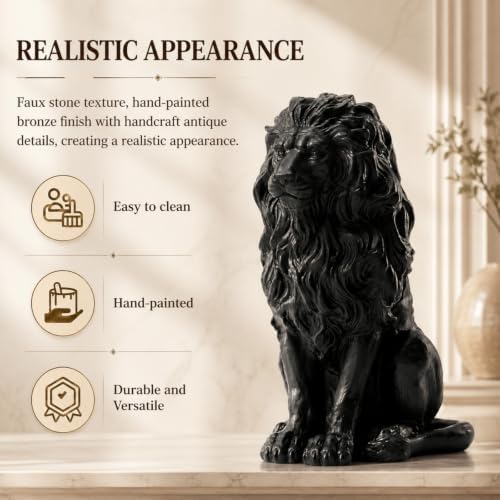 Lion Statue Outdoor 20.5 Inch Resin Garden Decor Patio Sculpture - Image 3