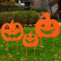 3 Pack Halloween Pumpkins Yard Stake, Metal Halloween Outdoor Decor by Lingvee