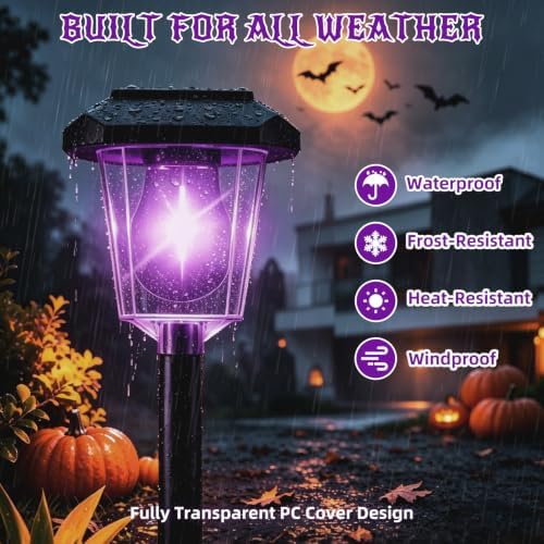 16Pack Purple Solar Halloween Lights outdoor, Pathway Halloween Decorations - Image 5