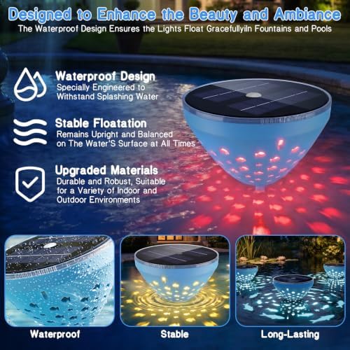 Pool Lights for Above Ground Pools, Solar Floating Pool Lights With IP68 - Image 3