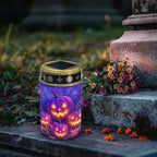 Poceacles Halloween Solar Candle Cemetery Solar Lights for Grave LED Garden Flameless Powered Pathway Lights Outdoor Waterproof with Dusk to Dawn Sensor, Pumpkin Violet, Set of 6 - Image 3