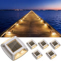 Solar Dock Lights Outdoor 6 Pack, IP68 Waterproof Driveway Deck Light, Warm by Etetale