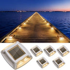 Solar Dock Lights Outdoor 6 Pack, IP68 Waterproof Driveway Deck Light, Warm by Etetale
