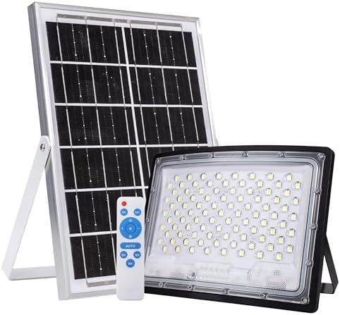 100W LED Solar Flood Lights, 10000MAH Flood Light Outdoor IP66 Waterproof with Remote Control Security Lighting for Parking Lot, Yard, Garden, Swimming Pool, Pathway by Stanlips