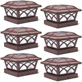 SIEDiNLAR Solar Post Cap Lights Outdoor Glass 2 Color Modes Brown (6 Pack) by Siedinlar
