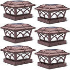 SIEDiNLAR Solar Post Cap Lights Outdoor Glass 2 Color Modes Brown (6 Pack) by Siedinlar