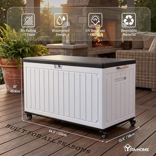 YITAHOME 90 Gallon Outdoor Double-Wall Deck Box with 6 Swivel Wheels - Image 5