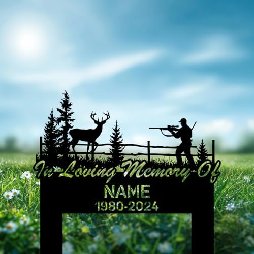 Personalized Hunter Grave Marker in Loving Memory Hunting Dad Memorial Garden Stake 8-24 inch Hunter Dad Loss Gift, Hunter Memorial Gift Loss of Loved One (in Loving Memory Hunting Dad) - Image 3