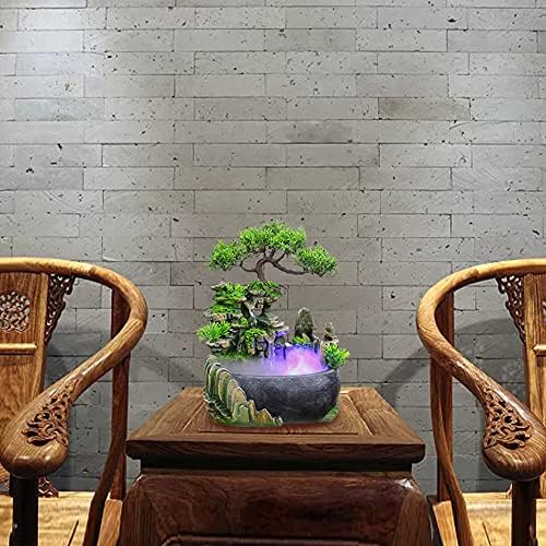 Rockery Stream Tabletop Fountain, Zen Meditation Indoor Waterfall Feature with Automatic Pump and Switch, Desktop Fountain for Home Office Bedroom Decoration(US regulations Include Fog) - Image 5