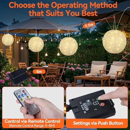 Solar Lantern Outdoor Waterproof 4 Pack 12inch,Upgraded 160LED Hanging Lanterns Lights 8 Modes, Dual Charging (Solar+USB), Solar Garden Light for Patio Tree Yard Decor, Birthday Gifts,Warm White - Image 2