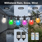 Outdoor String Lights, 48FT Color Changing Outdoor String Lights, Patio Lights Waterproof Porch Light with Remote, for Patio Decor, Balcony - Image 6