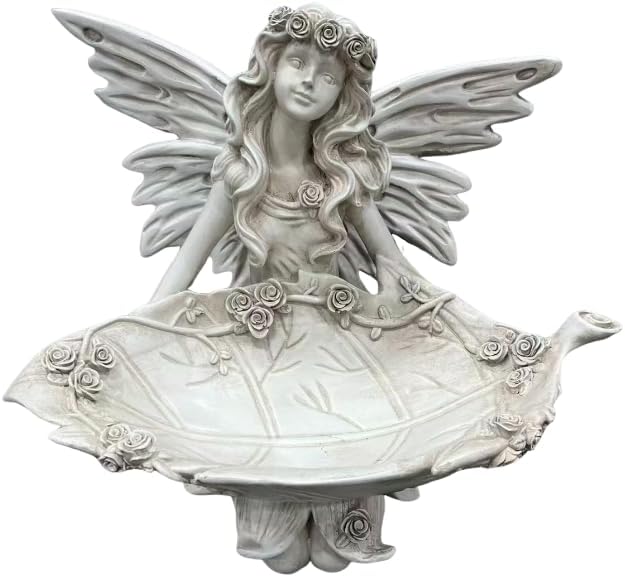 Outdoor Garden Fairy Statue with Bird Feeder, 12.8 Inch Tall Garden Outdoor Statues, Resin Garden Decor for Lawns, Yards, Patios, Indoor, Outdoor Spaces - Image 7