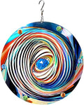 FONMY Mandala Wind Spinner w/Crystal Ball-Blue Plenet 3D Stainless Steel Hanging Spinners Worth Gift Christmas Decoration Indoor/Outdoor Garden Décor Kinetic Yard Art 12 Inches Wind Sculpture by FONMY