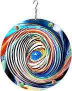 FONMY Mandala Wind Spinner w/Crystal Ball-Blue Plenet 3D Stainless Steel Hanging Spinners Worth Gift Christmas Decoration Indoor/Outdoor Garden Décor Kinetic Yard Art 12 Inches Wind Sculpture by FONMY