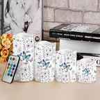 Butterfly Floral Flameless Candles with Remote Timer Battery Powered LED Candles Color Changing Pillar Electric Fake Candles Bulk for Indoor Outdoor Home Table Decoration Set of 4 - Image 4