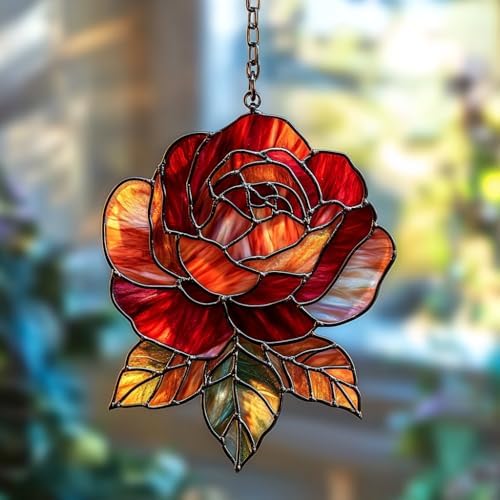 Red Rose Acrylic Suncatcher by AVAGAN