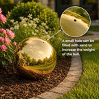 Gazing Ball Garden Mirror Outdoor - 12 Inch Outside Decorative Globe, Gold - Image 3