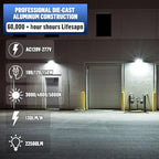LAMPHOME LED Flood Lights Outdoor 100/120/150W W and 3000/4000/5000K Adjustable 19500Lm,Dusk-to-Dawn Sensor o Dawn Flood Light for Yard, Garage, Garden,UL Listed,Includes Knuckle Mount - Image 4