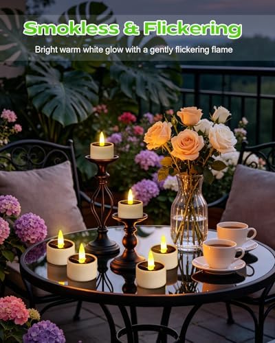 12 Pcs Solar Tea Lights Outdoor Waterproof LED Little Solar Votive Candles - Image 5