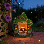 COWOS Fairy Garden House, Flocked Moss Miniature Cottage for Outdoor Yard Decor, Weather-Resistant Resin Forest House with Mushroom Furniture, Fairy Garden Accessories for Patio, Lawn, Home, and Gift - Image 7