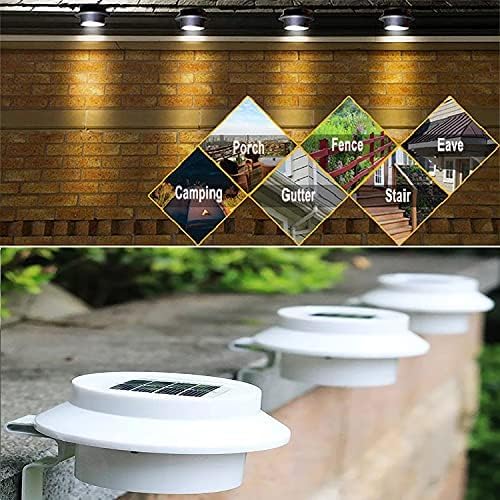 6-Pack Solar Gutter Led Lights, Outdoor Solar Fence Lights Deck Lights for Eaves Garden Landscape Yard (White) - Image 3
