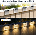 Qualdout Solar Deck Lights 8 Pack, IP65 Waterproof Solar Step Lights Outdoor, Warm White Solar Fence Lights with Crystal Acrylic Lens, Dusk to Dawn LED Lights for Stairs, Railing, Patio, Pool, Yard - Image 3